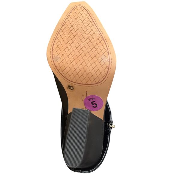 Jessica Simpson Astoli Boot Black Womens 5M Gold Metal Toe Tip Almond Toe ZipUp - Picture 7 of 9